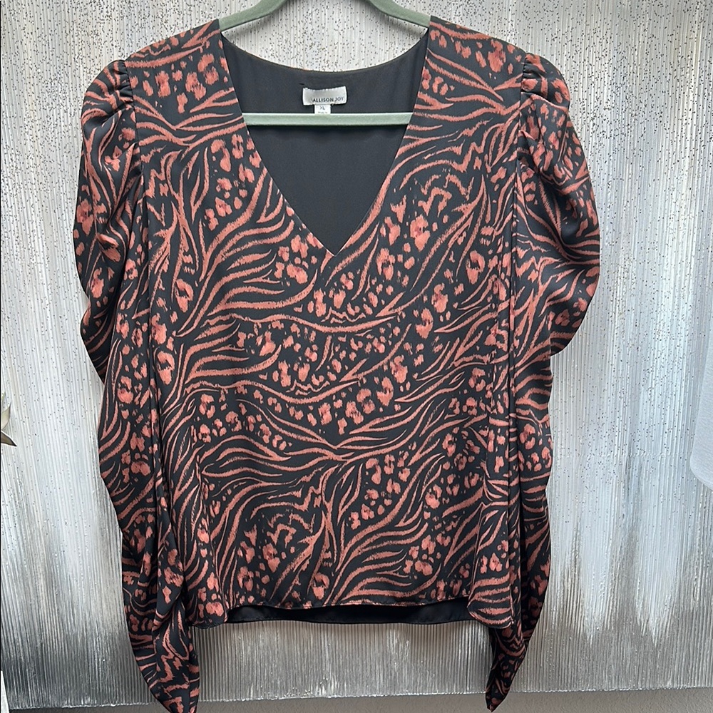 Allison Joy Puff Sleeve Patterned Blouse